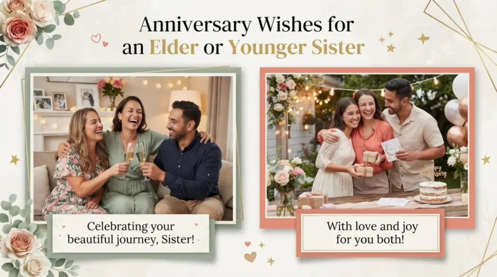 Anniversary Wishes for an Elder or Younger Sister
