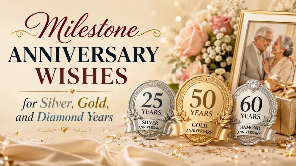 Milestone Anniversary Wishes for Silver, Gold, and Diamond Years