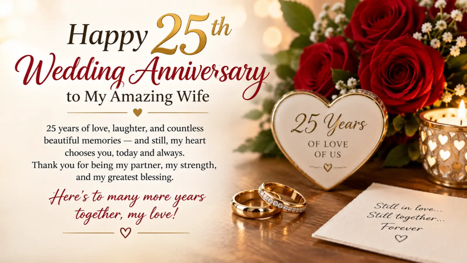 25th Wedding Anniversary Wishes for Wife
