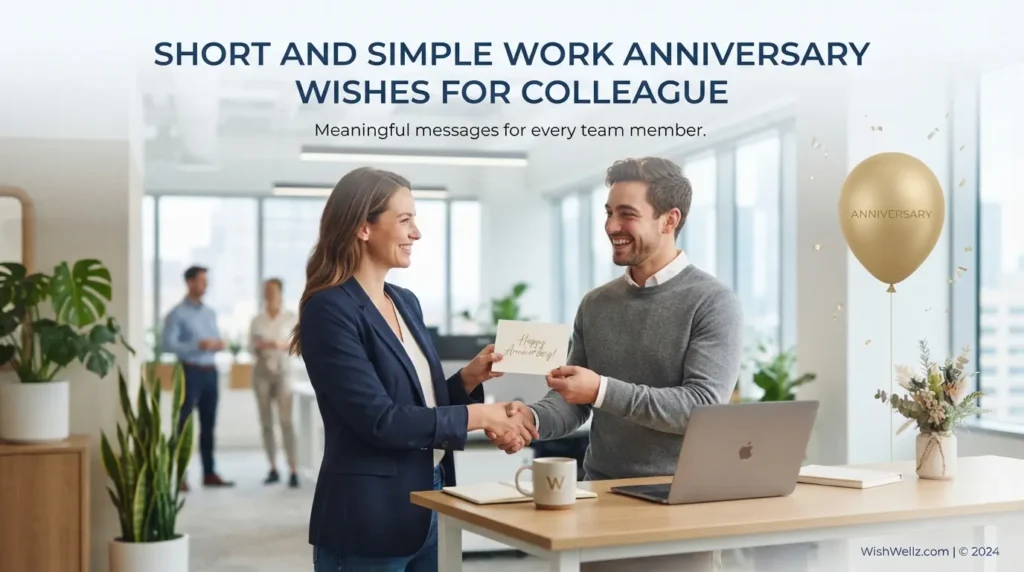 Short and Simple Work Anniversary Wishes for Colleague