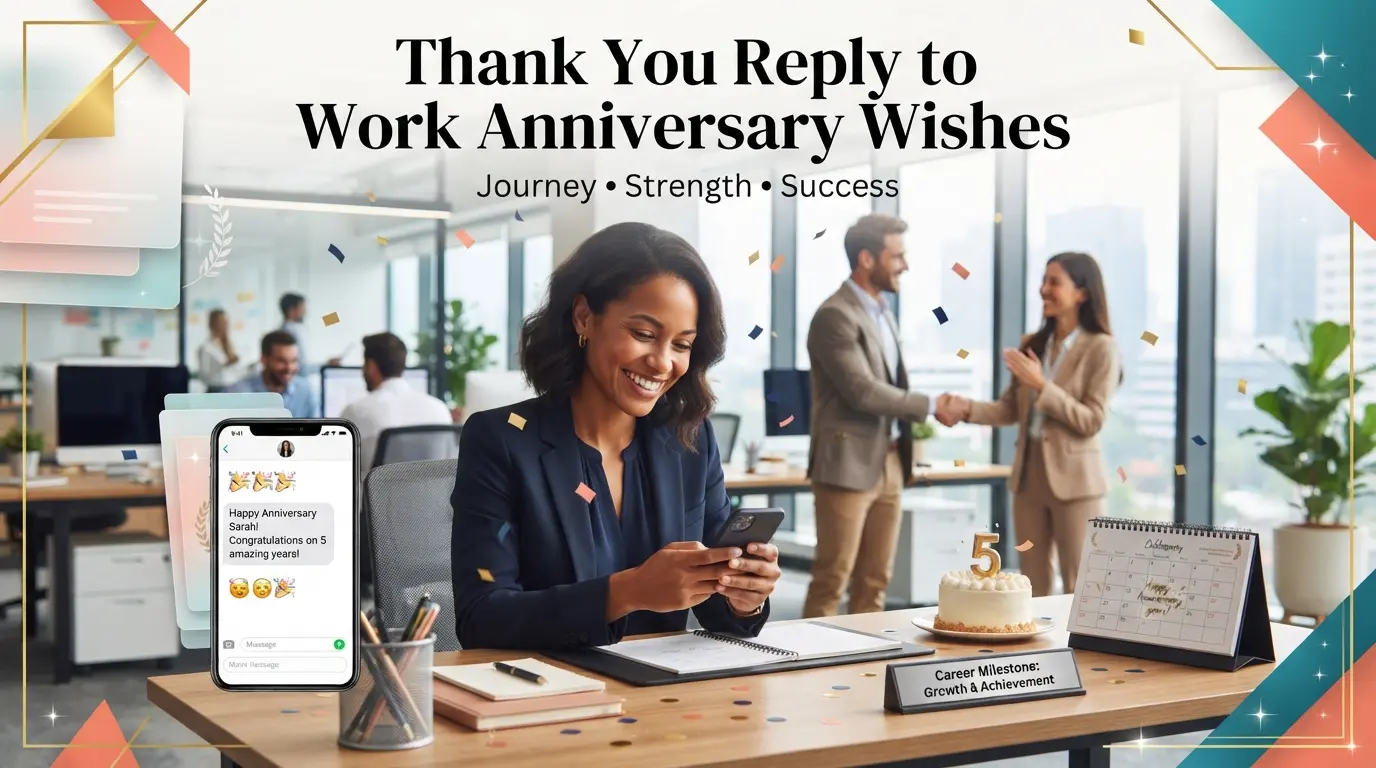 Thank You Reply to Work Anniversary Wishes